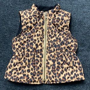 Old Navy Leopard Puffer Vest. Size 6-12 Months